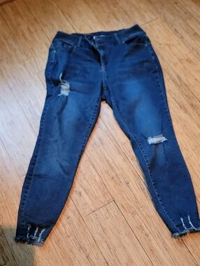 A Beautiful Soul Dark Blue Distressed Women's Jeans